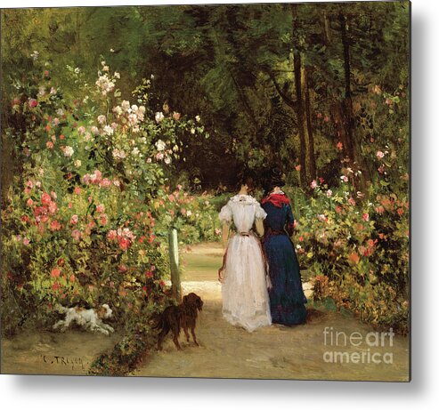 Promenade Metal Print featuring the painting Promenade by Constant-Emile Troyon
