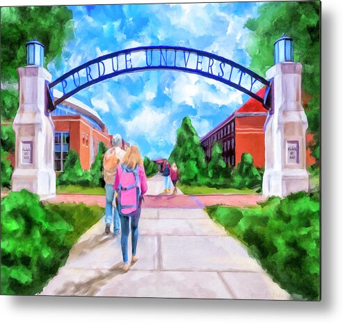 Purdue Metal Print featuring the mixed media Purdue University - Gateway To The Future Arch by Mark Tisdale