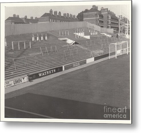  Metal Print featuring the photograph Queens Park Rangers - Loftus Road - School End 2 - September 1968 - BW by Legendary Football Grounds