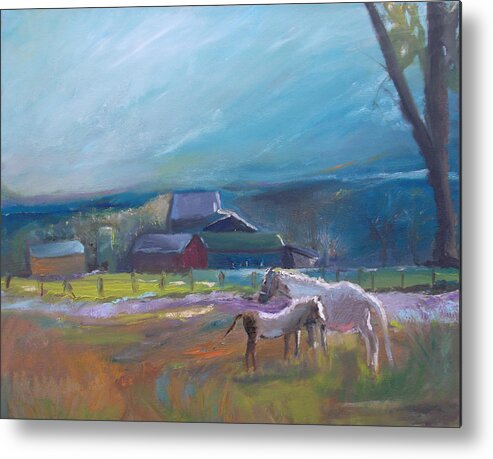 Horses Metal Print featuring the painting Quiet Time by Susan Esbensen