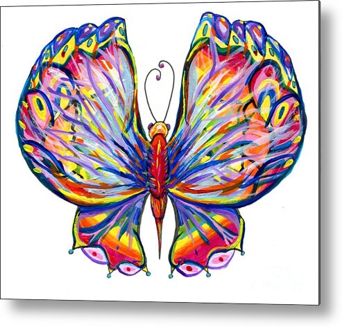 Rainbow Metal Print featuring the painting Rainbow Butterfly Illustration by Catherine Gruetzke-Blais