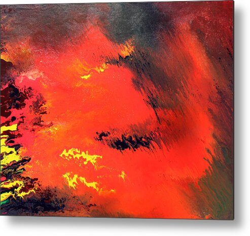 Fusionart Metal Print featuring the painting Raining Fire by Ralph White