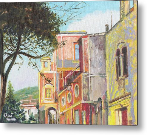 Coloured Buildings Metal Print featuring the painting Ravello Eclectic Architecture by Dai Wynn