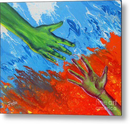 Hands Metal Print featuring the painting Reaching for Life by Jerome Wilson