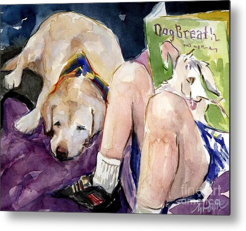 Therapy Dog Metal Print featuring the painting Read To Me by Molly Poole