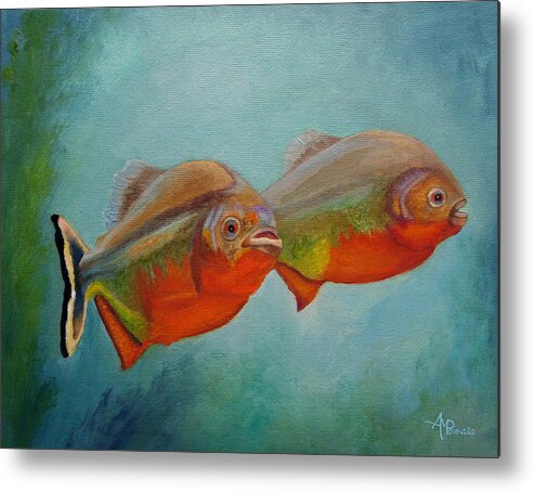 Fish Metal Print featuring the painting Red Bellied Fish by Angeles M Pomata