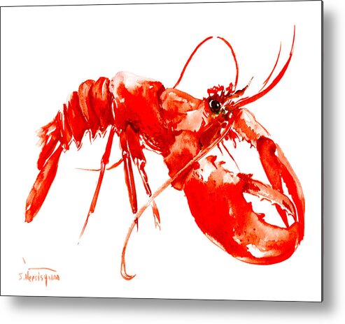 Restaurant Art Metal Print featuring the painting Red Lobster by Suren Nersisyan