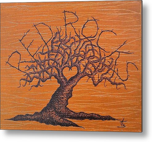Red Rocks Metal Print featuring the drawing Red Rocks Love Tree by Aaron Bombalicki
