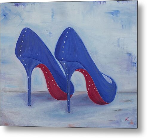 Shoes Metal Print featuring the painting Red Soul Shoes by Neslihan Ergul Colley