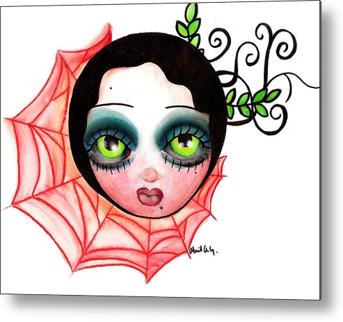 Abril Metal Print featuring the painting Red Spider Web by Abril Andrade