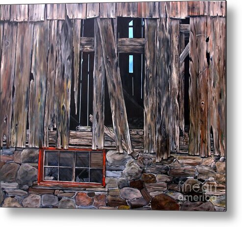 Barn Metal Print featuring the painting Red Window by AMD Dickinson