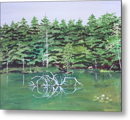 Water Metal Print featuring the painting Reflections by Christine Lathrop