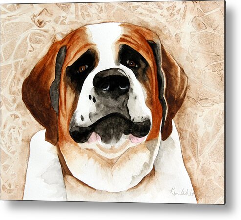 Saint Bernard Metal Print featuring the painting Rescue Me Watercolor by Kimberly Walker