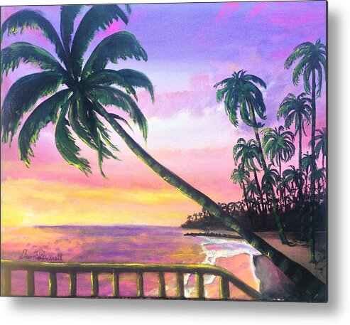 Palm Metal Print featuring the painting River Road Sunrise by Dawn Harrell