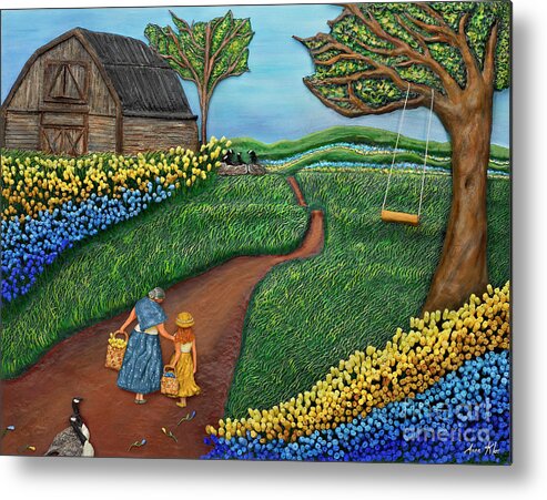 Barn Metal Print featuring the mixed media Road To Maple by Anne Klar