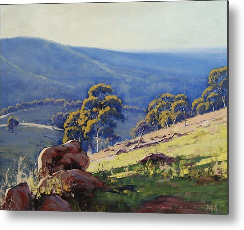 Australian Artists Metal Print featuring the painting Rocky outcrop near Bathurst by Graham Gercken