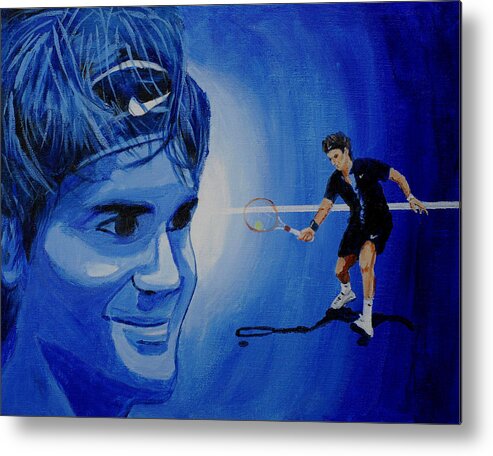 Roger Federer Metal Print featuring the painting Roger Federer by Quwatha Valentine