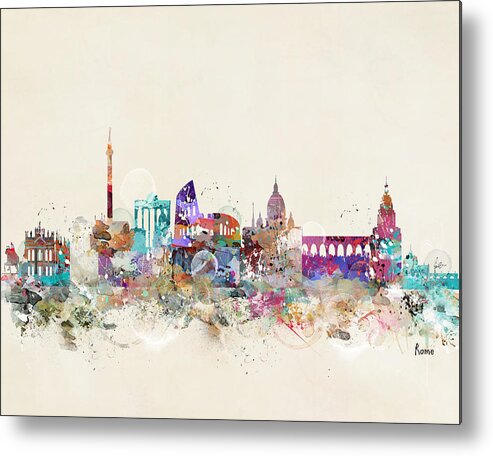 Rome Metal Print featuring the painting Rome Italy Skyline by Bri Buckley