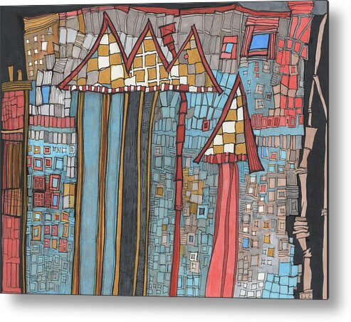 Drawing Metal Print featuring the drawing Dilapidated World by Sandra Church