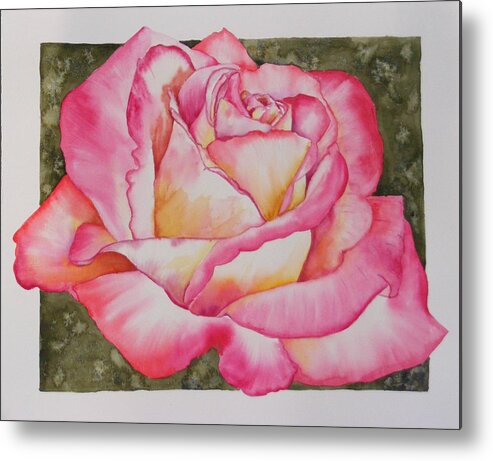 Red Metal Print featuring the painting Rose 4 by Diane Ziemski