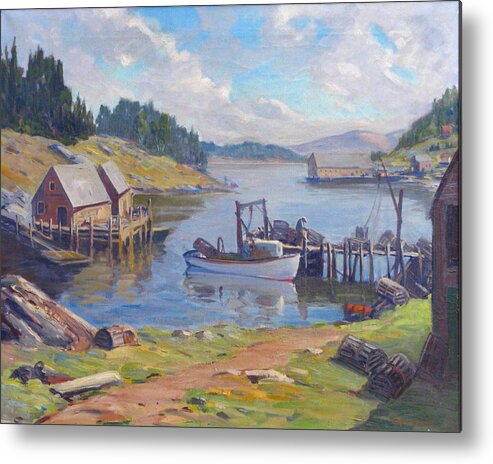 Round Pond Metal Print featuring the painting Round Pond by Lin Grosvenor