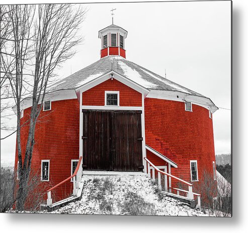 Barn Metal Print featuring the photograph Round Red Barn by Tim Kirchoff