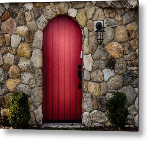House Metal Print featuring the photograph Round Red Door by Tricia Marchlik