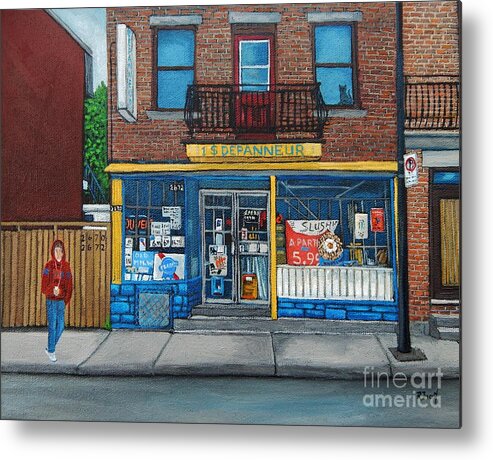 Pointe Saint Charles Metal Print featuring the painting Rue Du Centre Depanneur by Reb Frost