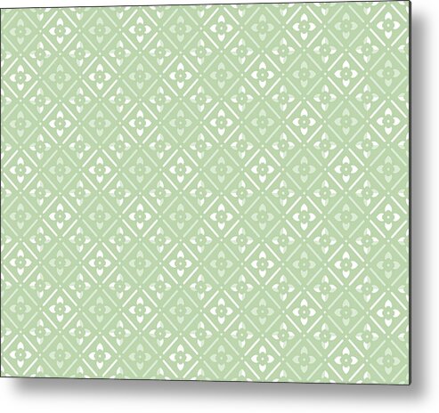 Green Metal Print featuring the digital art Sage Green Floral Print by Inspired Arts