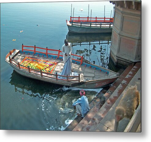 Old Boat. India Metal Print featuring the photograph Sailor and his boat by Dorota Nowak