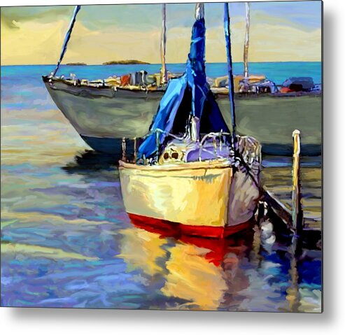 Sailboats Metal Print featuring the painting Sails at Rest by David Van Hulst