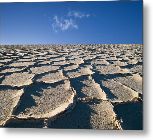 Blue Metal Print featuring the photograph Salt Flats Death Valley National Park by Steve Gadomski