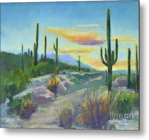 Sonoran Sun Metal Print featuring the painting Salutation to the Tucson Sun by Maria Hunt