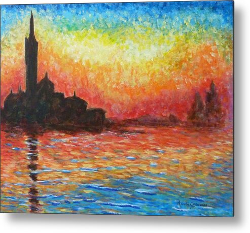 San Giorgio Maggiore Metal Print featuring the painting San Giorgio at Dusk by Amelie Simmons