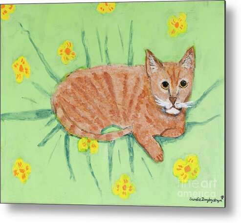 Cat Metal Print featuring the painting Sandie's cat by Marc Dmytryshyn