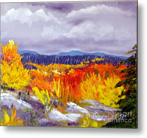 Landscape Metal Print featuring the painting Santa Fe Aspens series 1 of 8 by Carl Owen