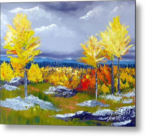 Landscape Metal Print featuring the painting Santa Fe Aspens series 5 of 8 by Carl Owen
