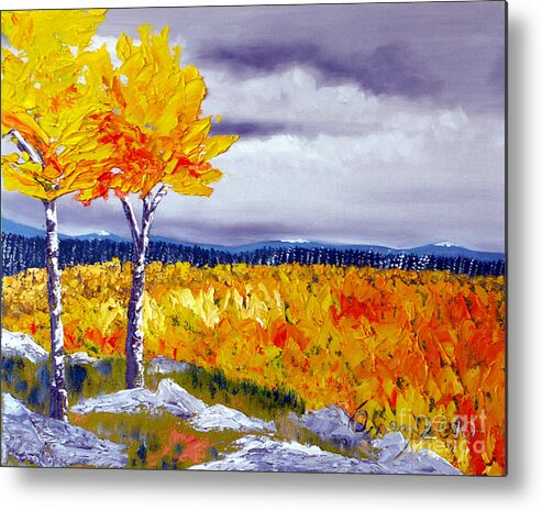 Landscape Metal Print featuring the painting Santa Fe Aspens series 7 of 8 by Carl Owen