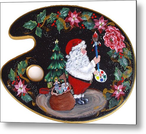 Santa Metal Print featuring the painting Santa on a Palette by Quwatha Valentine