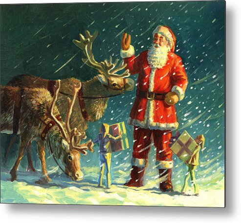 Santa Metal Print featuring the painting Santas and Elves by David Price