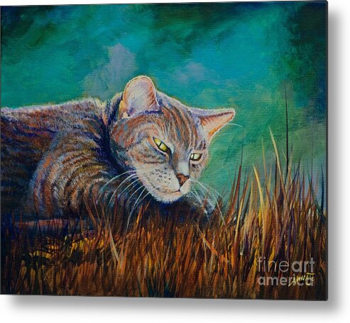 Pretty Metal Print featuring the painting Saphira's Lawn by AnnaJo Vahle