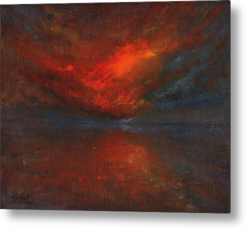 Skyscape Metal Print featuring the painting Sapphire Sunset by Jane See