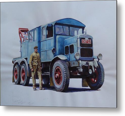 Scammell Metal Print featuring the painting Scammell wrecker. by Mike Jeffries