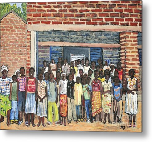 Africa Metal Print featuring the painting School Class Burkina Faso Series by Reb Frost