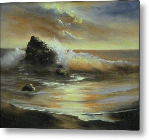 Seascape Metal Print featuring the painting Sea of Gold by Joni McPherson