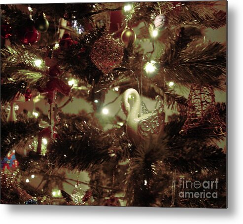 Swan Metal Print featuring the photograph Sepia Christmas Tree by Cassandra Buckley