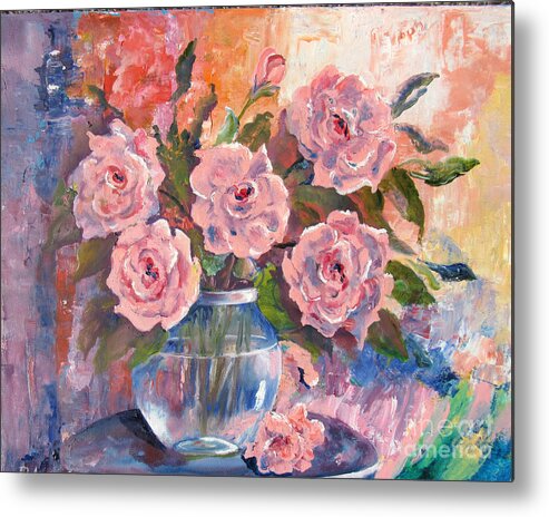 Floral Metal Print featuring the painting Shades of Flowers by Lisa Boyd