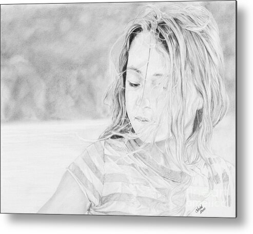 Portrait Metal Print featuring the drawing Shayla by Shevin Childers
