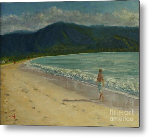Hanalei Metal Print featuring the painting She Looks Straight Ahead by Laura Toth