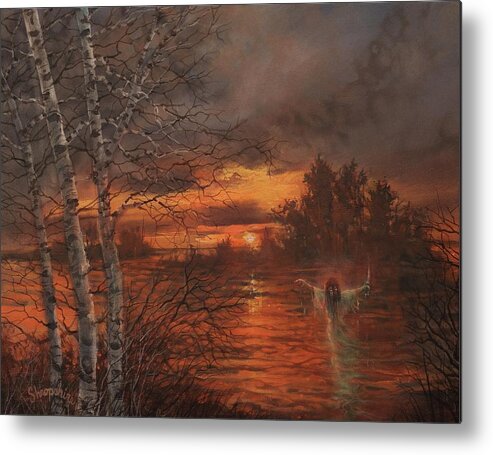 Horror Metal Print featuring the painting She Rises by Tom Shropshire